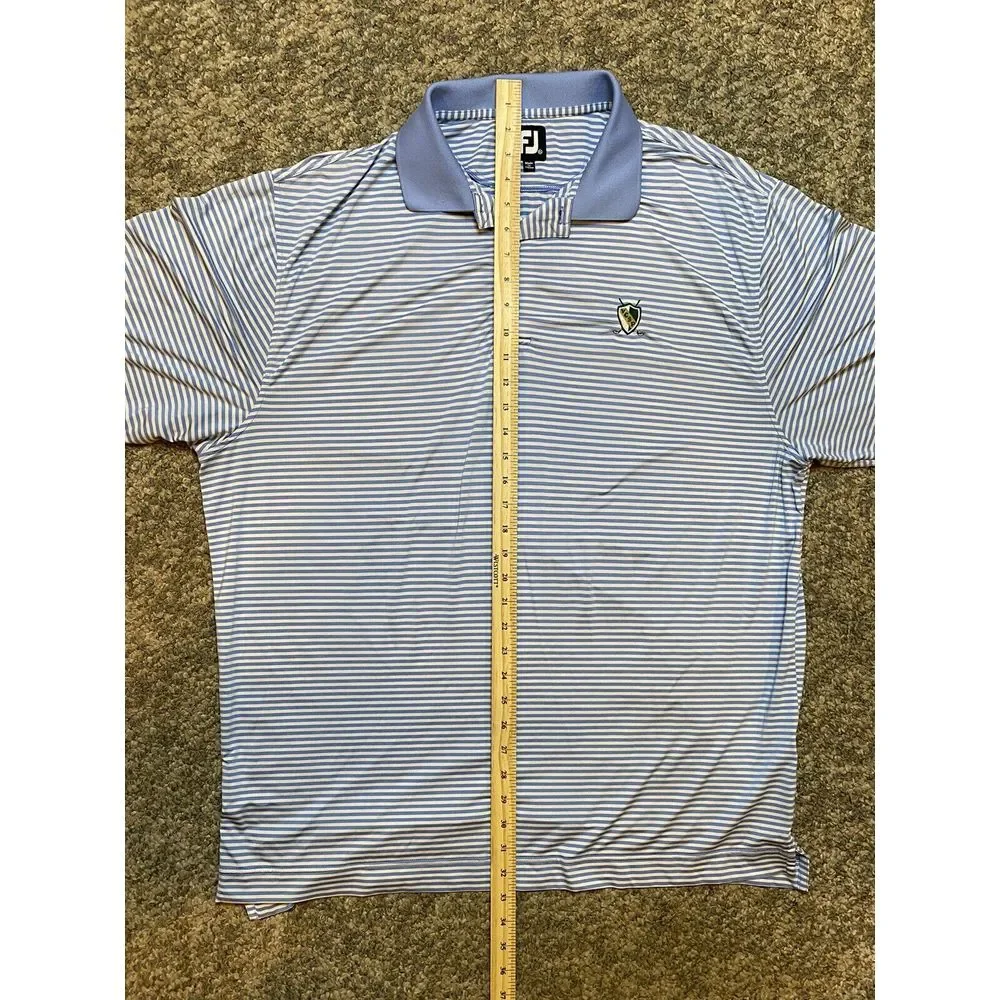 FootJoy Men's Size XL Navy Blue Stripe Polo Shirt Golf Shirt Polo Outdoor Golf - Picture 7 of 7